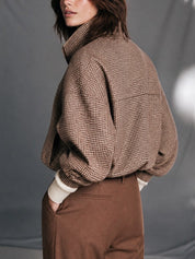 Heritage Brown Houndstooth Zip Jacket