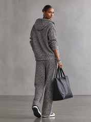 Leopard Print Zip-Up Hoodie and Wide-Leg Pants Lounge Set