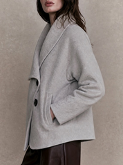 Quiet Luxury Grey Oversized Collar Jacket