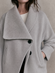 Quiet Luxury Grey Oversized Collar Jacket