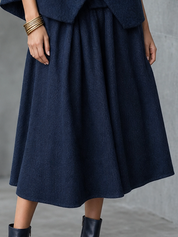 Modern Navy Blue Midi Skirt