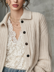 Oatmeal Soft Knit Button-Up Cardigan