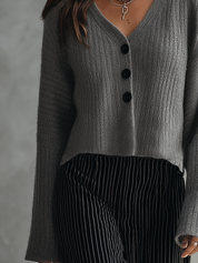 Heather Gray Front Bell Sleeve Sweater