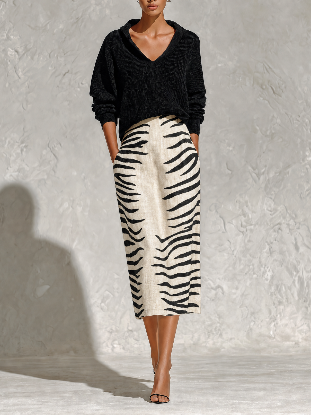 Effortless Chic Zebra Print Skirt Outfit Set