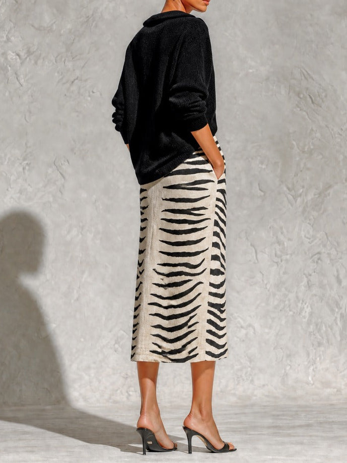 Effortless Chic Zebra Print Skirt Outfit Set