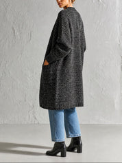 Vintage Charcoal Textured Longline Cardigan
