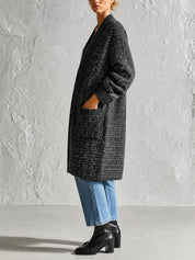 Vintage Charcoal Textured Longline Cardigan