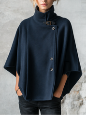 Effortless Winter Button Front Cape Outerwear