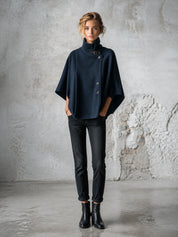 Effortless Winter Button Front Cape Outerwear