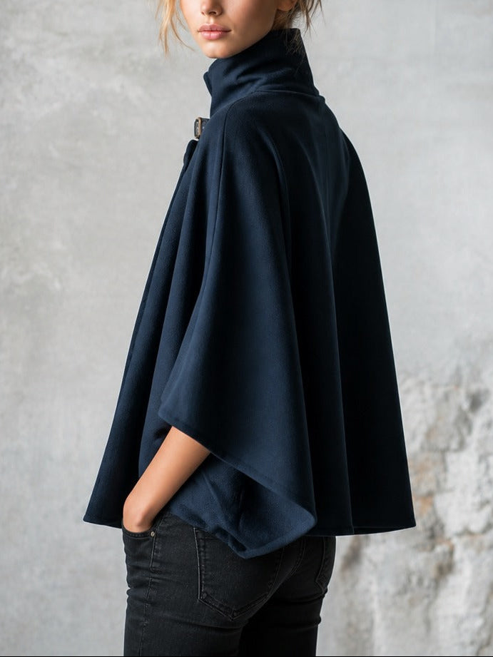 Effortless Winter Button Front Cape Outerwear