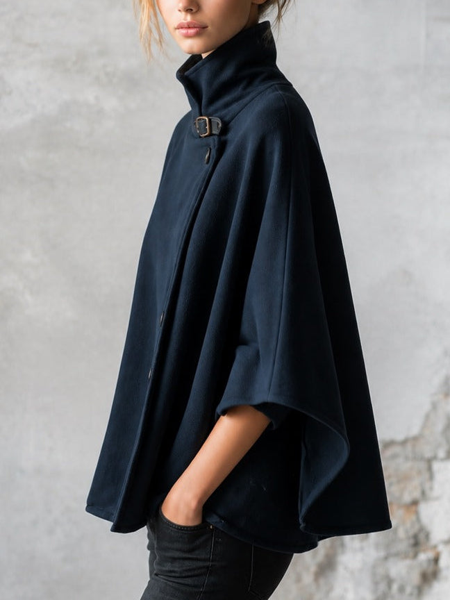 Effortless Winter Button Front Cape Outerwear