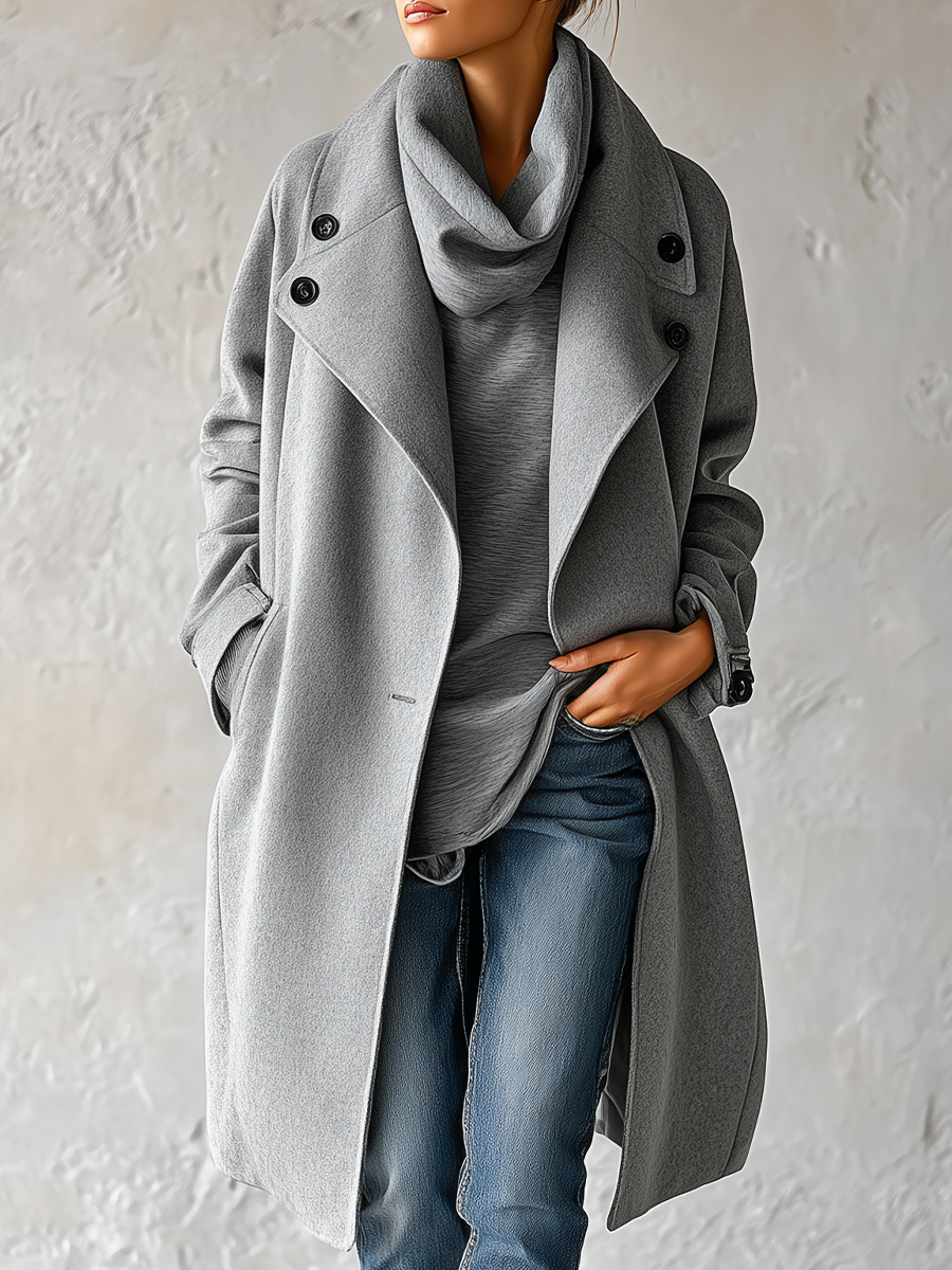 Quiet Chic Double-Breasted Long Trench Coat