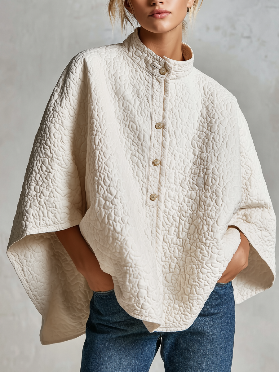 Effortless Chic Button Front Cape Outerwear
