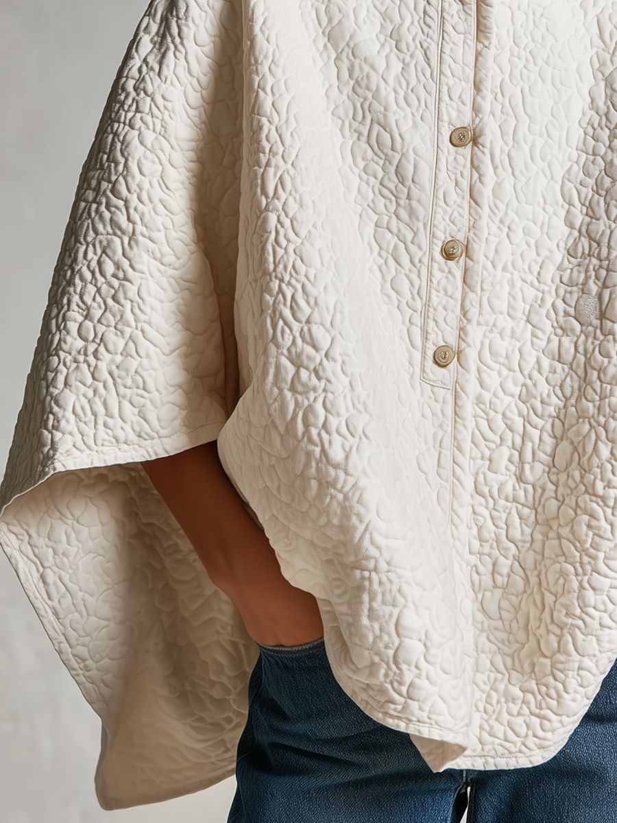 Effortless Chic Button Front Cape Outerwear