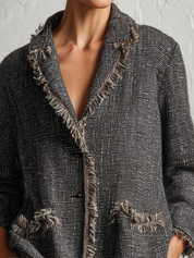Effortless Luxe Textured Fringe Blazer Jacket