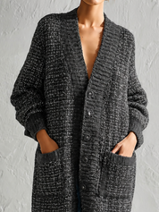 Vintage Charcoal Textured Longline Cardigan