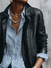 Women's Black Faux Leather Jacket Street Style Moto Jacket