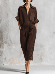 Urban Minimal Belted Shirt Midi Dress