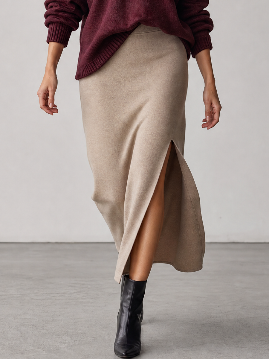 Romantic Luxe Off Shoulder Knit Top & Midi Skirt Set