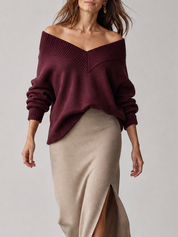 Romantic Luxe Off Shoulder Knit Top & Midi Skirt Set