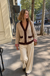 Cozy Boho Contrast Trim Knit Cardigan Top