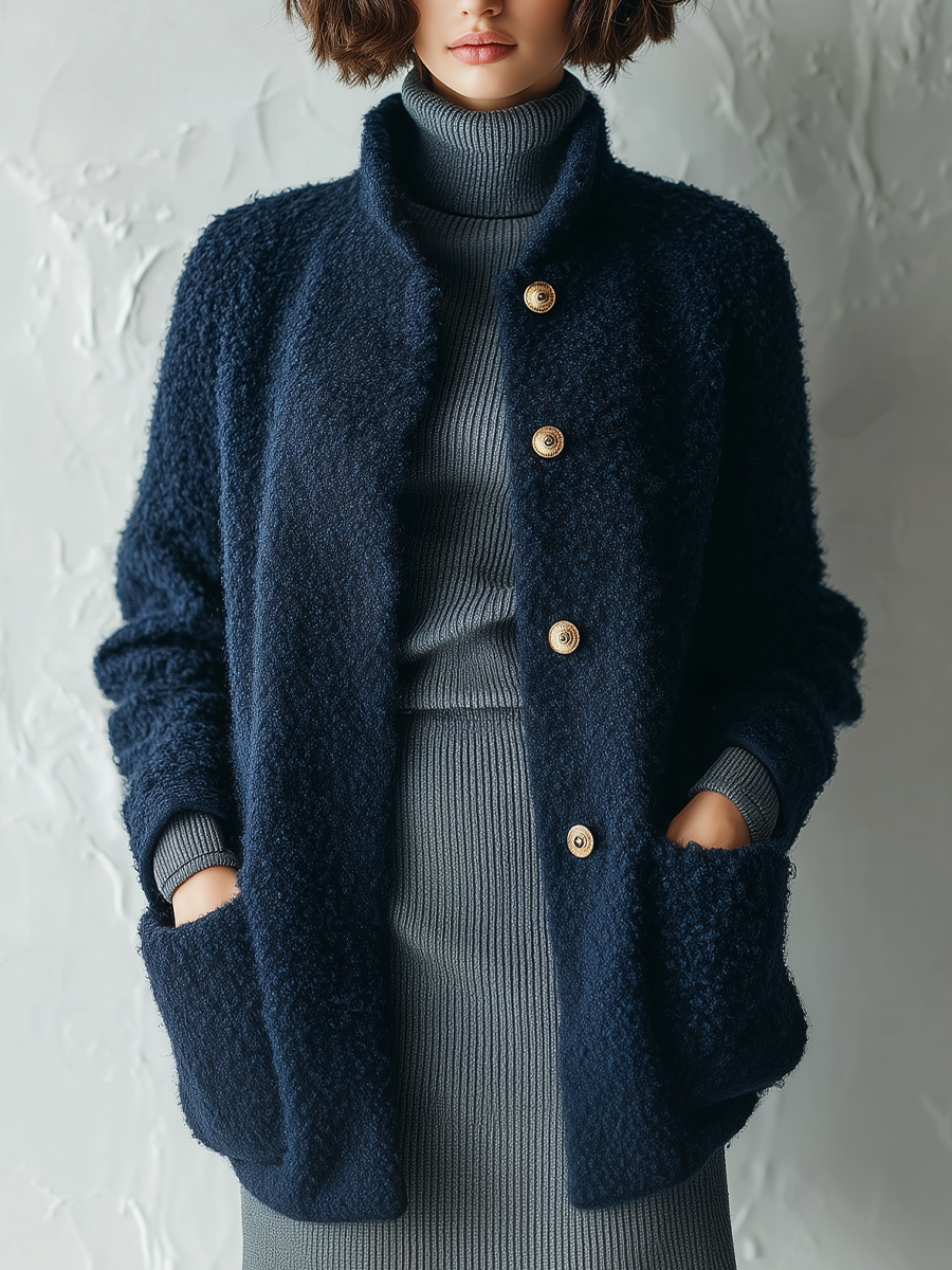 Quiet Chic Textured Knit Pocket Jacket
