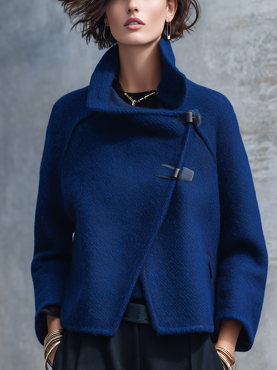 Modern Cobalt Blue Horn Button Jacket