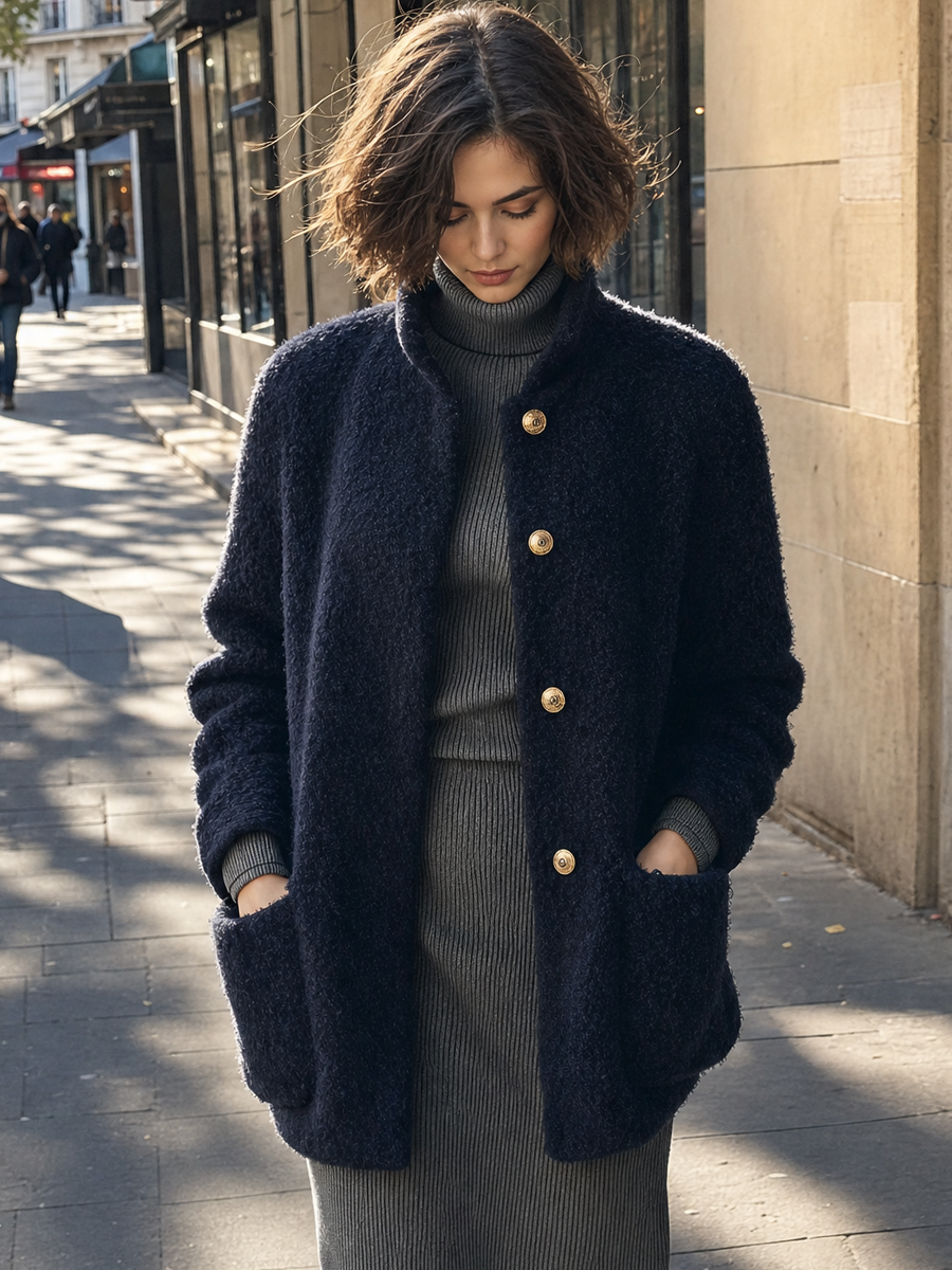 Quiet Chic Textured Knit Pocket Jacket