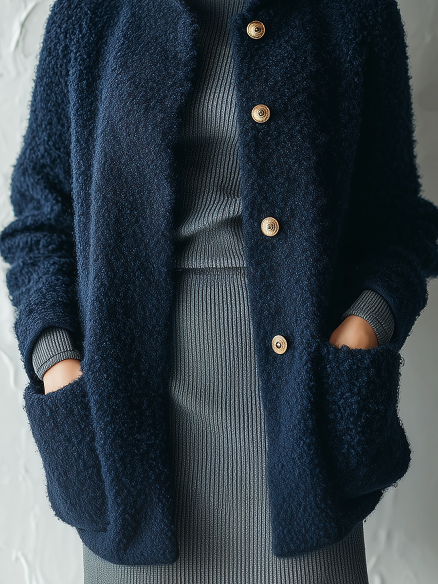 Quiet Chic Textured Knit Pocket Jacket