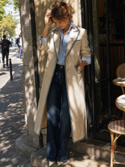 Nautical Chic Beige Rope Trim Coat