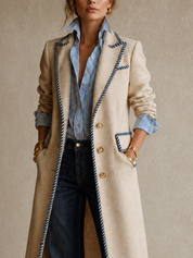 Nautical Chic Beige Rope Trim Coat