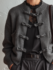 Romantic Chic Bow Tie Knit Cardigan Jacket