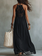 Elegant Bohemian Sleeveless Soft Drape Statement Evening Maxi Dress