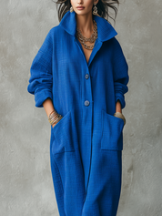 Cobalt Blue Textured Pocket Coat