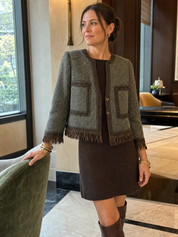 Bohemian Charcoal Fringe Trim Jacket