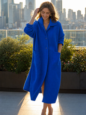 Cobalt Blue Textured Pocket Coat