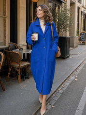 Cobalt Blue Textured Pocket Coat