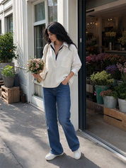 Quiet Luxe Layered-Look Knit Shirt Top