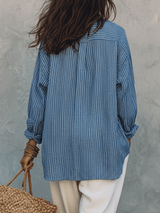 Bohemian Blue Stripe Airy Shirt