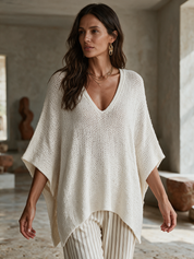 Effortless Neutral Bohemian Pullover Knit Top