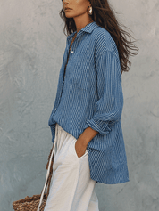 Bohemian Blue Stripe Airy Shirt