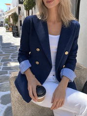 Quiet Luxe Navy Textured Blazer Jacket