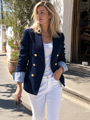Quiet Luxe Navy Textured Blazer Jacket