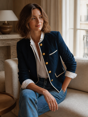 Nautical Chic Contrast Trim Short Jacket Top