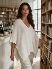 Effortless Neutral Bohemian Pullover Knit Top