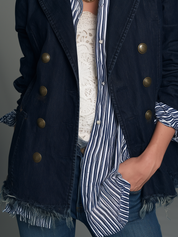 Vintage Nautical Denim Blazer Jacket