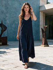 Bohemian Patchwork Cotton Linen Maxi Dress