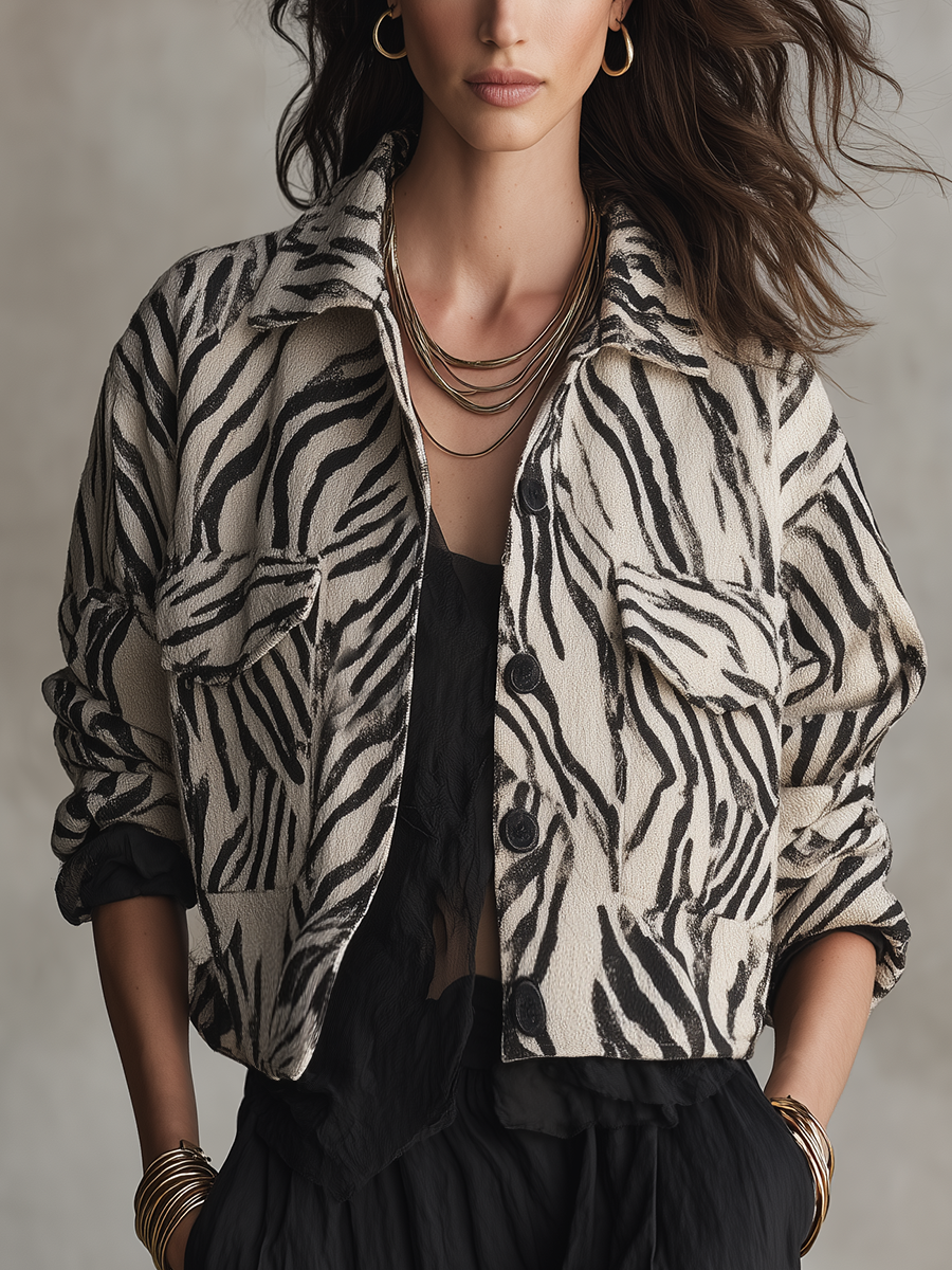Bohemian Ivory Zebra Print Coat