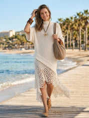 Bohemian Chic Off-White Sweater Maxi Dress