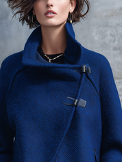 Modern Cobalt Blue Horn Button Jacket
